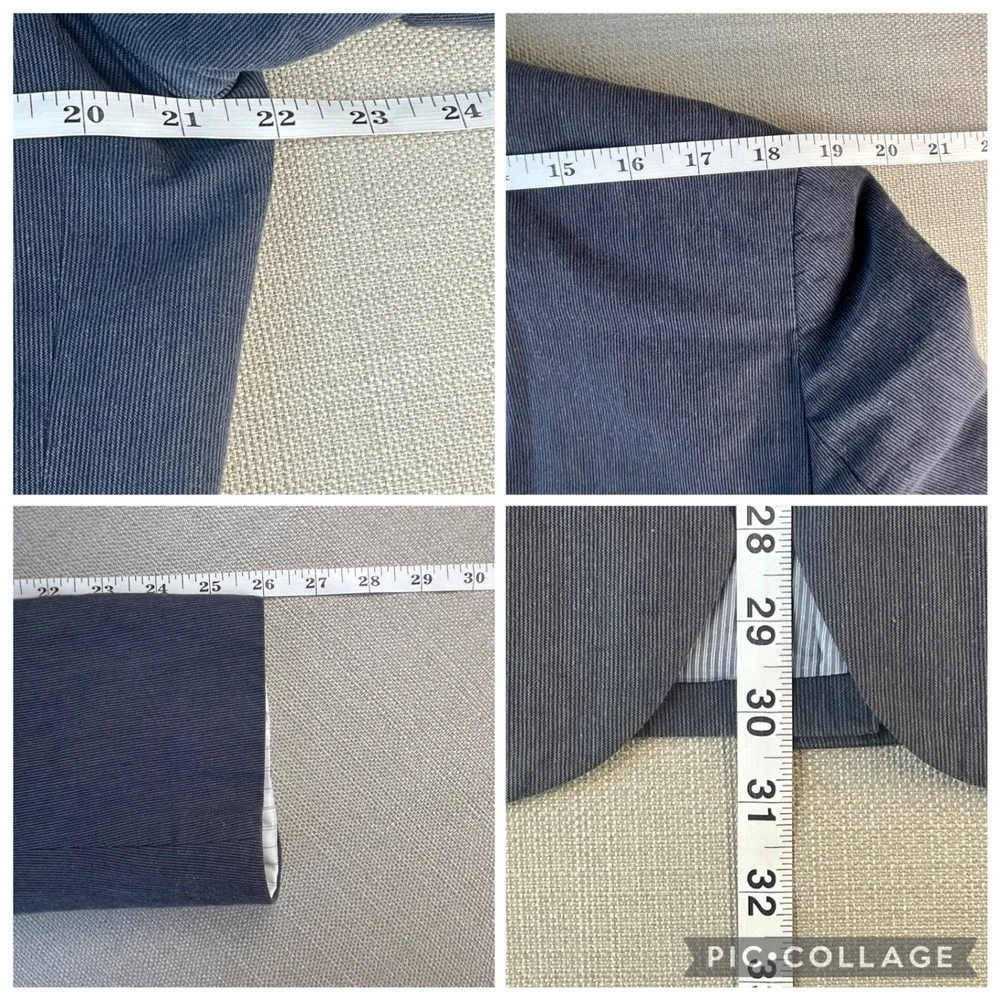 Banana Republic Blazer Men 42 Long Navy Grey Linen Blend Tailored Fit Sport Coat